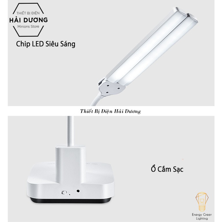 Đèn Bàn LED 2 Đầu Chiếu Sáng DB-1928 - 3 Chế Độ Ánh Sáng - Xoay 180 Độ Thay Đổi Góc Chiếu Sáng Linh Hoạt