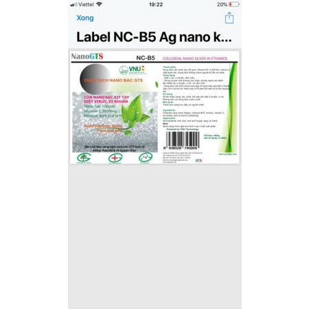 SÁT KHUẨN NANO BẠC DUNG TÍCH 100ML (PHÂN PHỐI ĐỘC QUYỀN MIỀN BẮC)