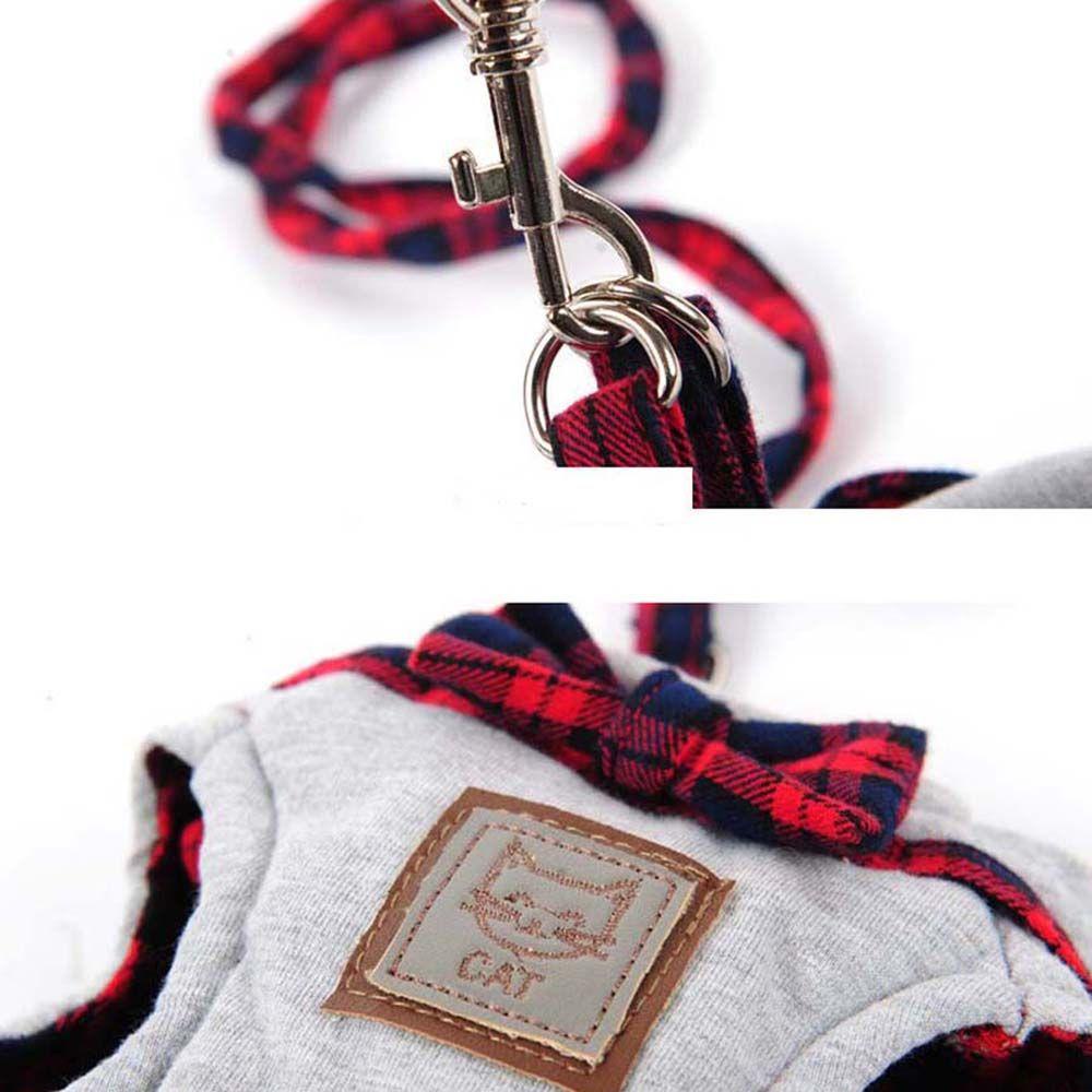 Bộ Áo Vest + Dây Dắt Dắt Mèo Đi Dạo Đính Nơ Xinh Xắn