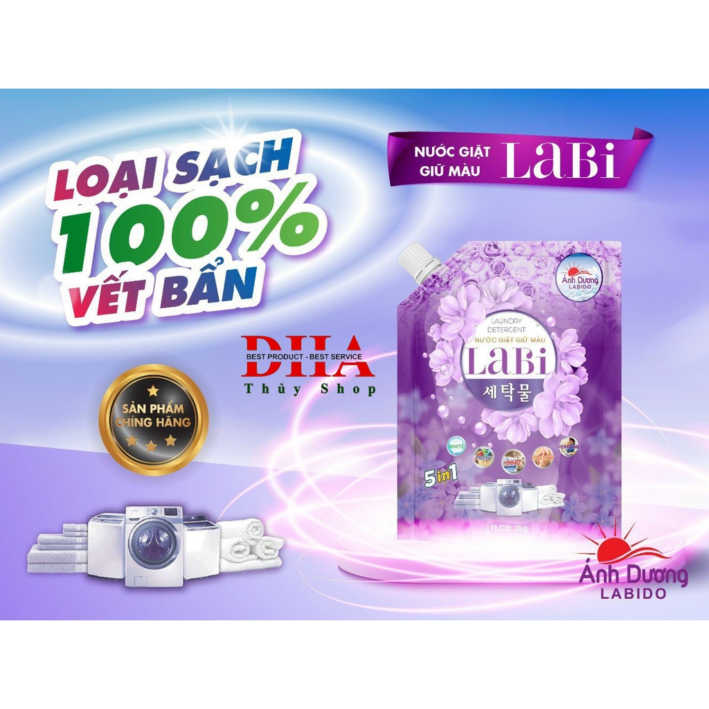 Nước Giặt Xả Labi Ánh Dương 5 Trong Một (Túi 2Kg).