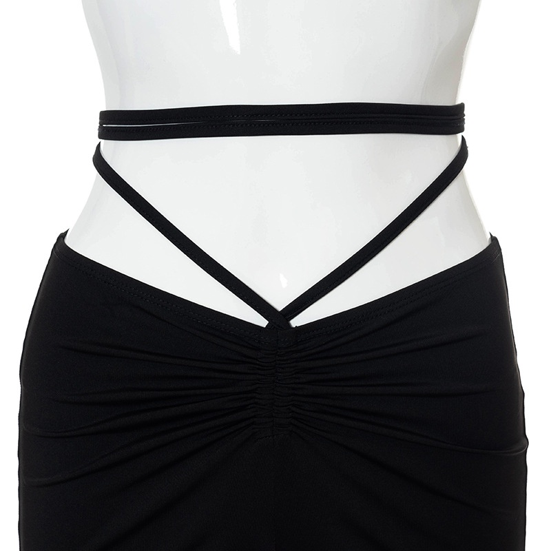 Quần Short Lưng Thấp Màu Trơn Cột Dây Phong Cách Quyến Rũ