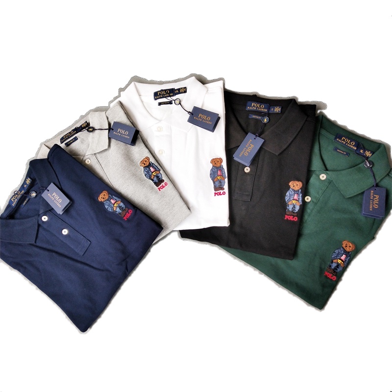 Áo Thun Polo Tay Ngắn Dáng Ôm Tùy Chỉnh In Hình Gấu Ralph Lauren Cho Nam