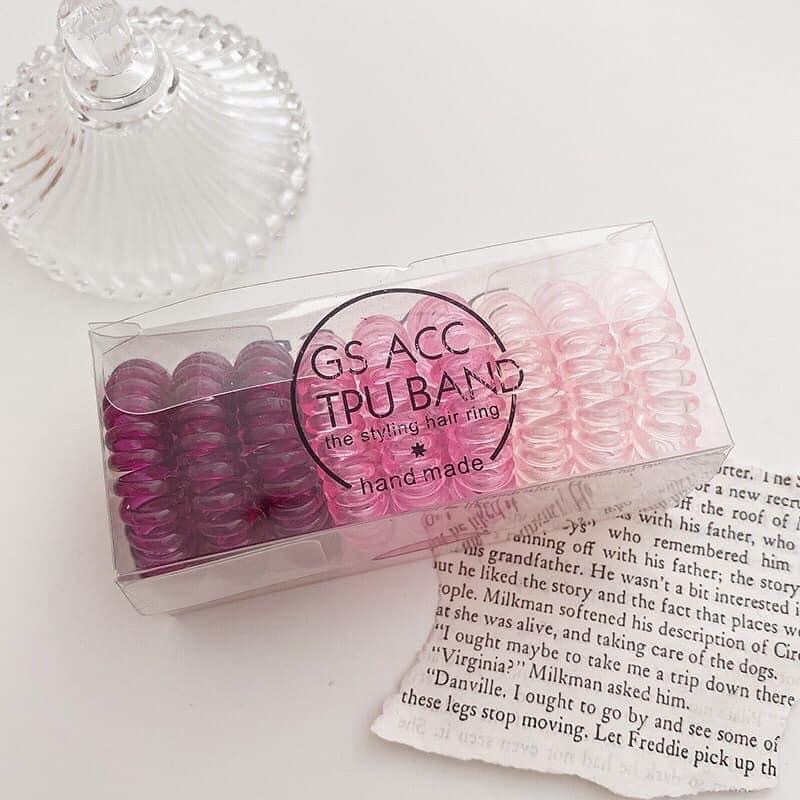 1 dây thun  cột buộc tóc tóc lò xo màu hồng