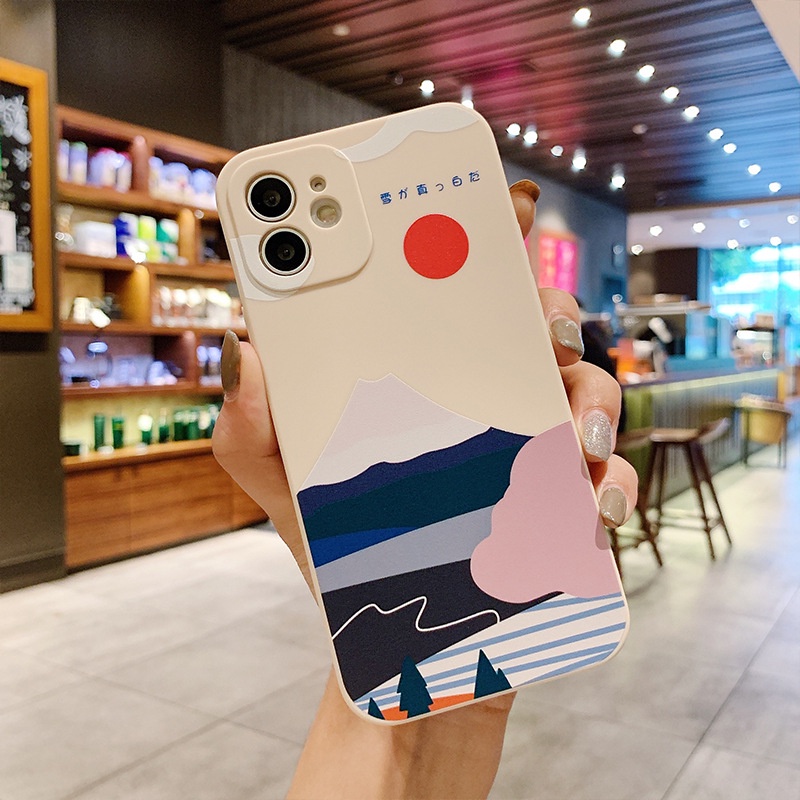 Ốp lưng iphone 13/14/11/pro/plus/6/6s/7/8/xr/xsmax/x ốp iphone núi Phú Sĩ Nhật Bản đẹp viền vuông bvc