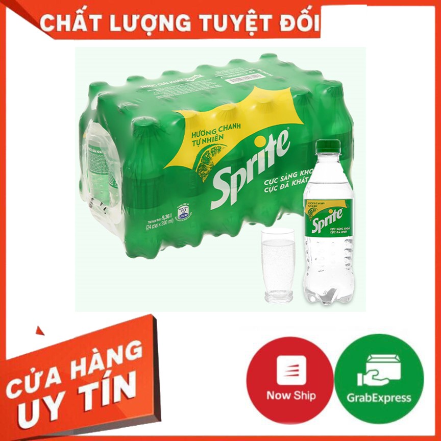 Thùng 24 chai nước ngọt Sprite hương chanh 390ml - Sảng khoái vị chanh - Món ngon hơn khi có Sprite