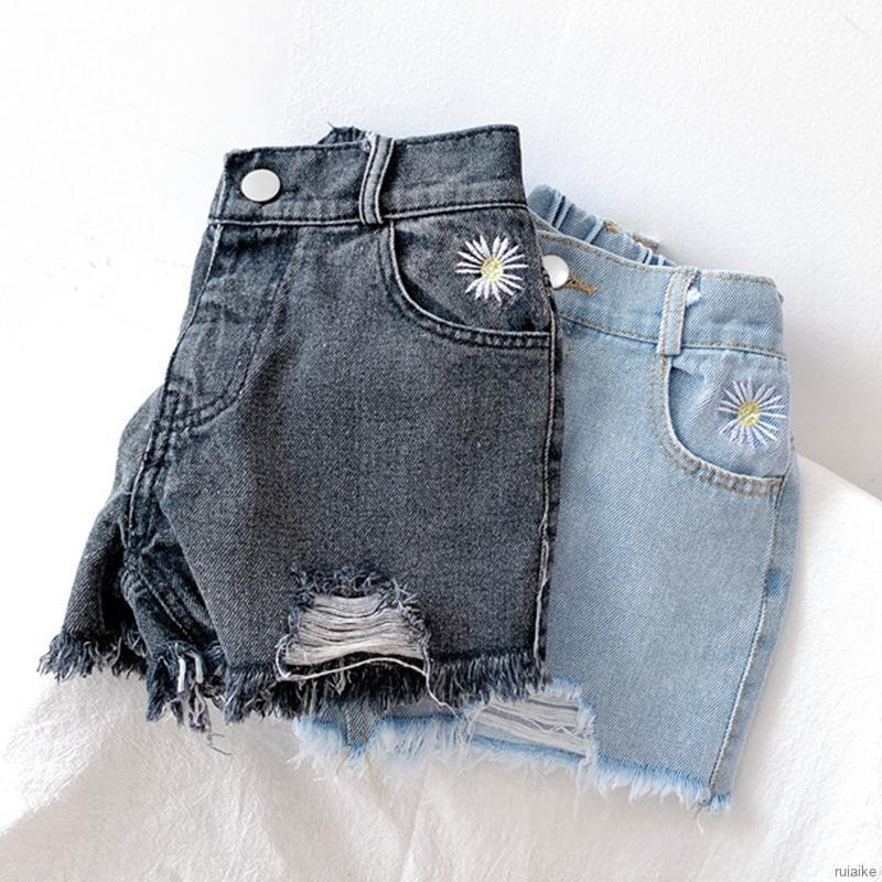 Quần Short Jeans Rách Thời Trang Cho Bé Gái