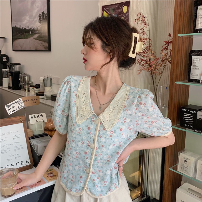 Áo Sơ Mi Ngắn Tay Phồng In Họa Tiết Hoa Nhỏ Thời Trang Mùa Hè Hàng Mới Dành Cho Bạn