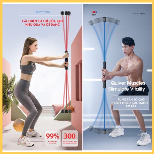 Thanh rung đàn hồi đa năng, dụng cụ tập gym hiệu quả tại nhà