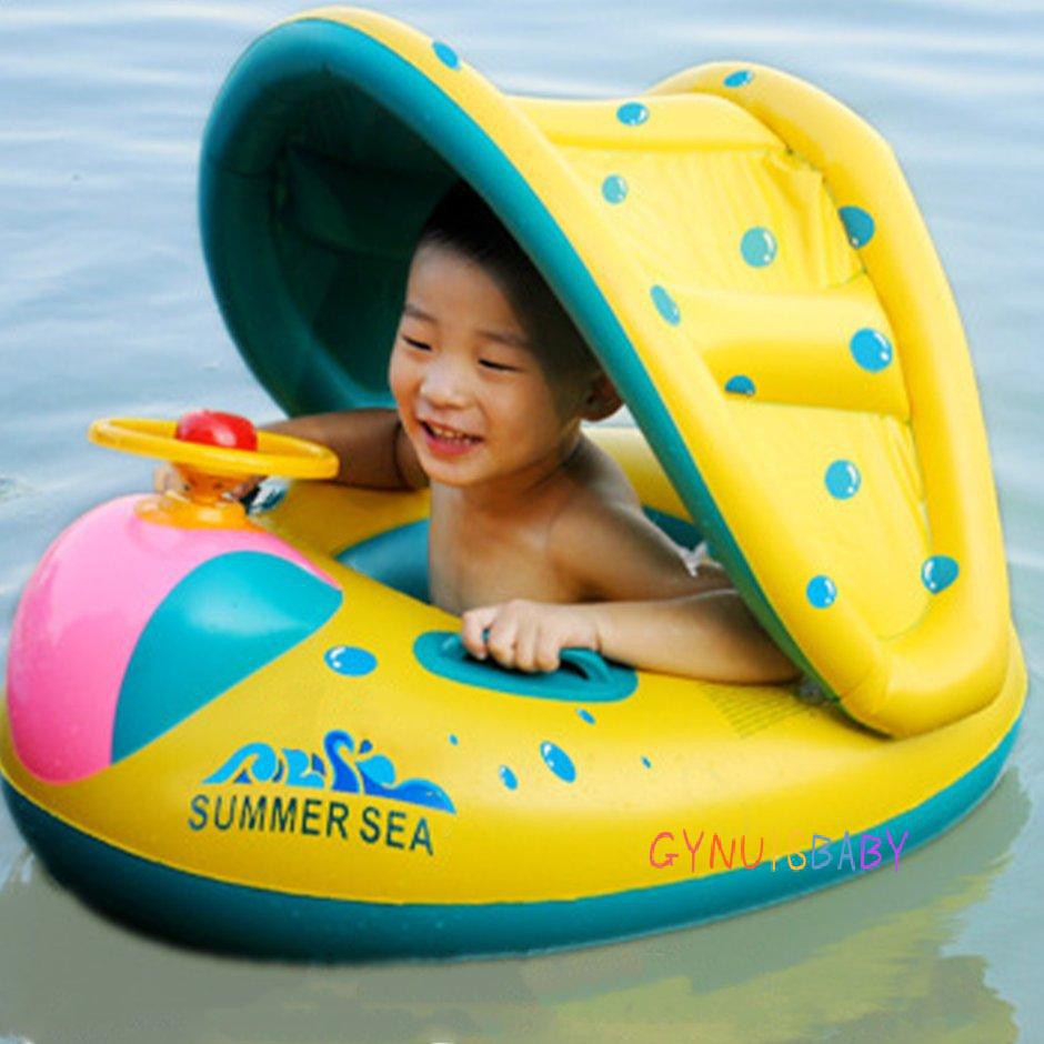 【GYB】Swimming Pools Accessories Kids Inflatable Ring Inflatable Float With Sunshade