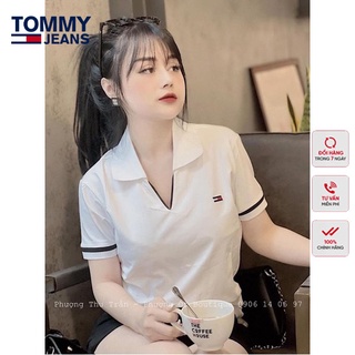 Áo phông polo nữ tommy cổ v phối viền đen