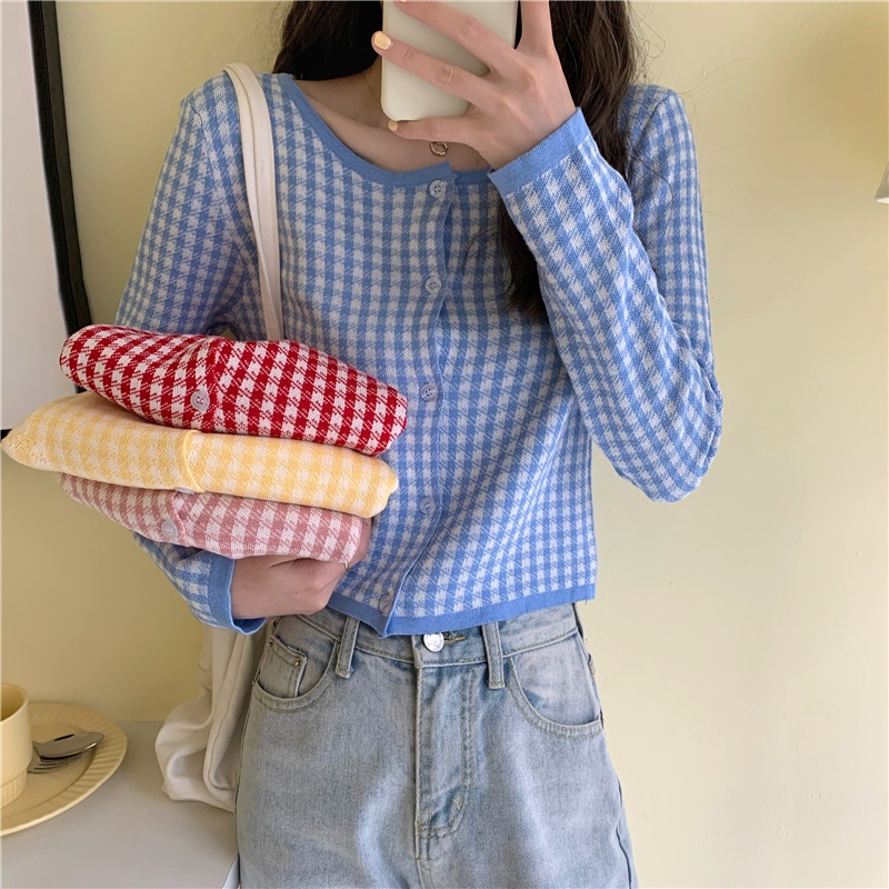 Áo dệt kim mỏng dáng rộng tay dài thời trang Hàn Quốc