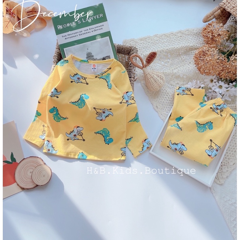 Bộ Cotton Dài Tay Xuất Hàn Mẫu Thu Đông Mới Nhất 2021 Cho Bé Trai, Bé Gái 7-18kg