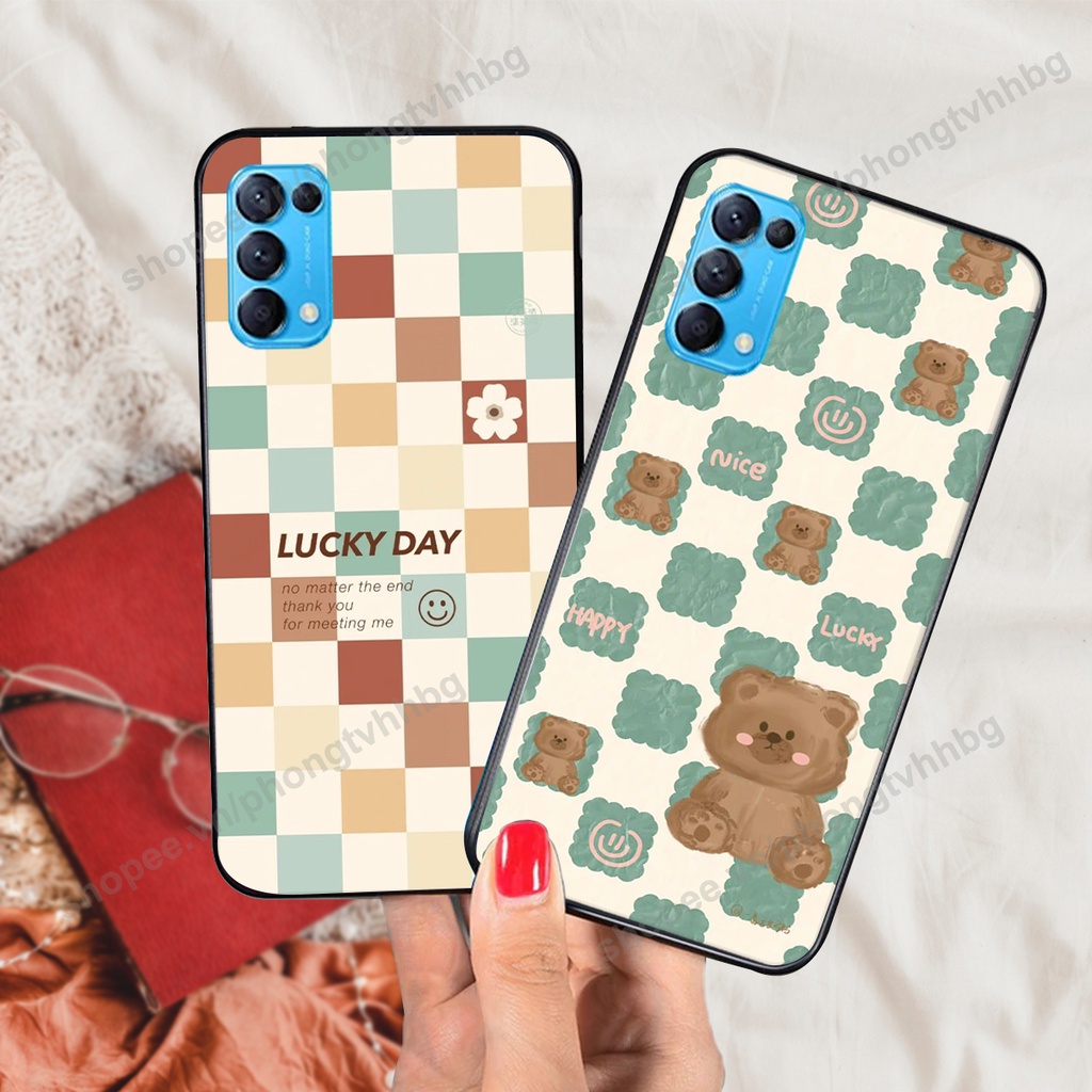 Ốp lưng Oppo Reno5 4G / Reno5 5G / Reno 5 trái tim gấu thể thao , smile mặt cười cực cute