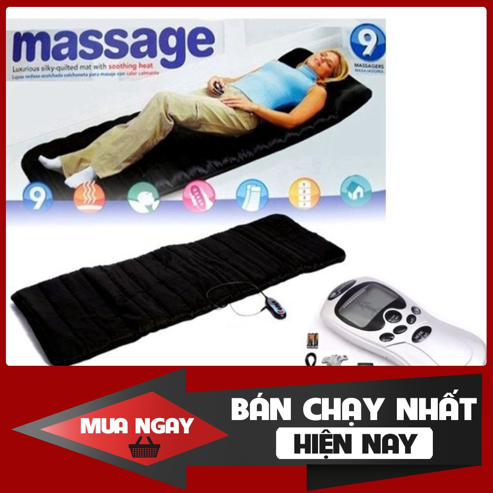 [FREESHIP] Nệm massage toàn thân - Đệm ghế mát xa toàn thân tặng Máy mát-xa xung điện trị liệu 4 miếng dán - Hàng chất l