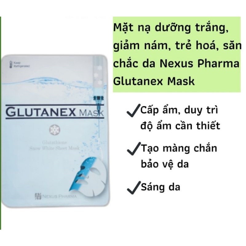 Mặt nạ dưỡng trắng, giảm nám, trẻ hoá, săn chắc da Nexus Pharma Glutanex Mask