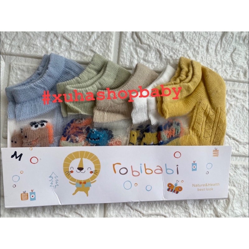 SET 5 VỚ LƯỚI ROBIBABI BÉ TRAI GÁI 0-24 THÁNG