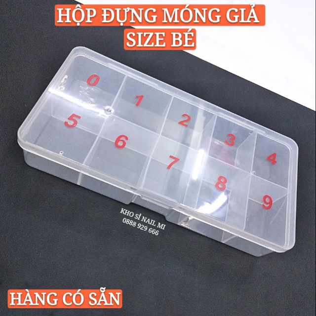 Hộp đựng móng giả size bé - 10 ô đựng 500 móng