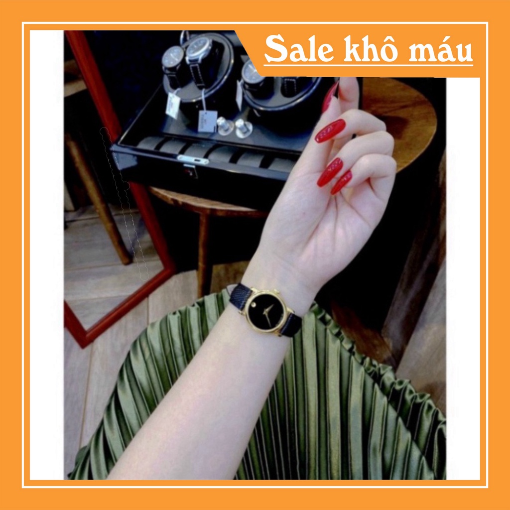 Đồng hồ nữ Movado da đen sang chảnh hợp trend thời trang giưới trẻ, chống nước , bảo hành 12 tháng