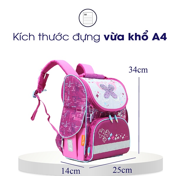 Balo chống gù Tiger Family Nature Quest Playful Butterfly, balo học sinh cho bé gái chống thấm nước, cho bé từ 16 - 25kg