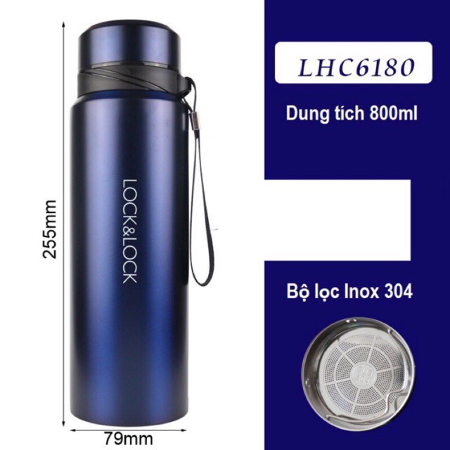 BÌNH GIỮ NHIỆT THÉP KHÔNG GỈ VACUUM BOTTLE 800ML  - LHC6180 FU