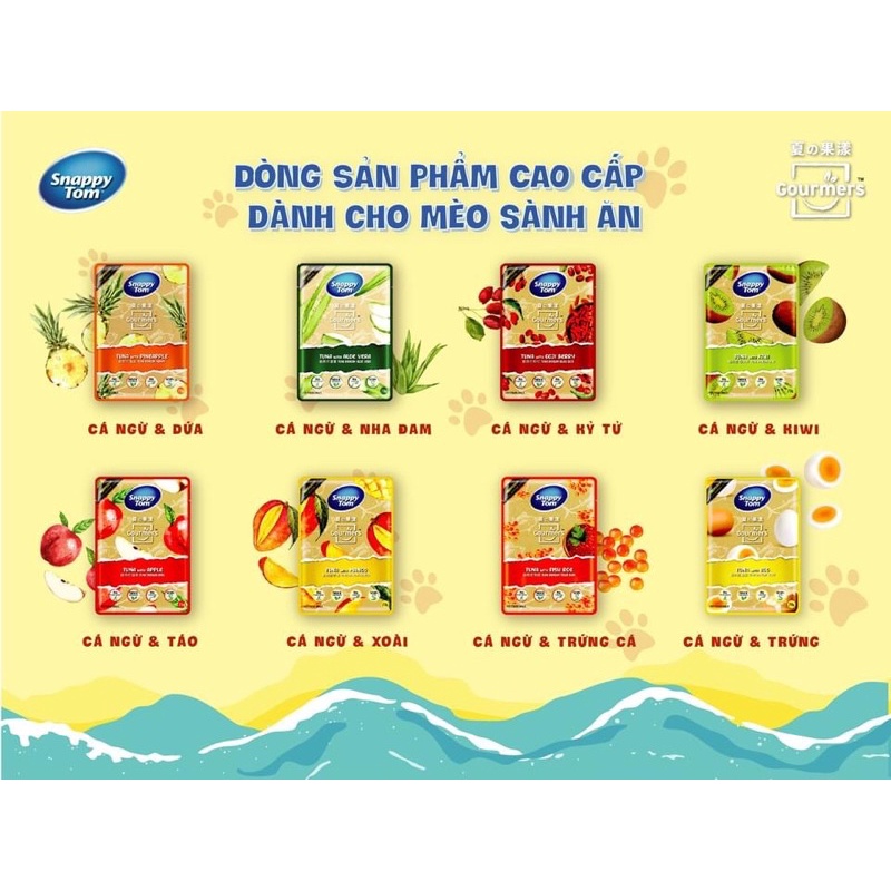 PATE CÁ NGỪ MIX TRÁI CÂY CAO CẤP PATE CHO MÈO SNAPPY TOM GÓI 70G