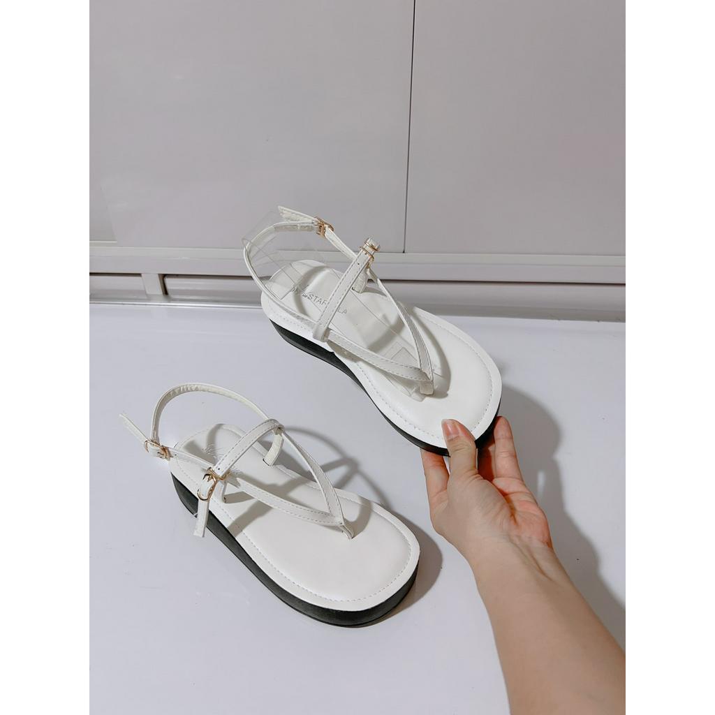 Có sẵn: Sandal kẹp 2 khóa dây điều chỉnh đế 4f mũi vuông-zinzin3456-