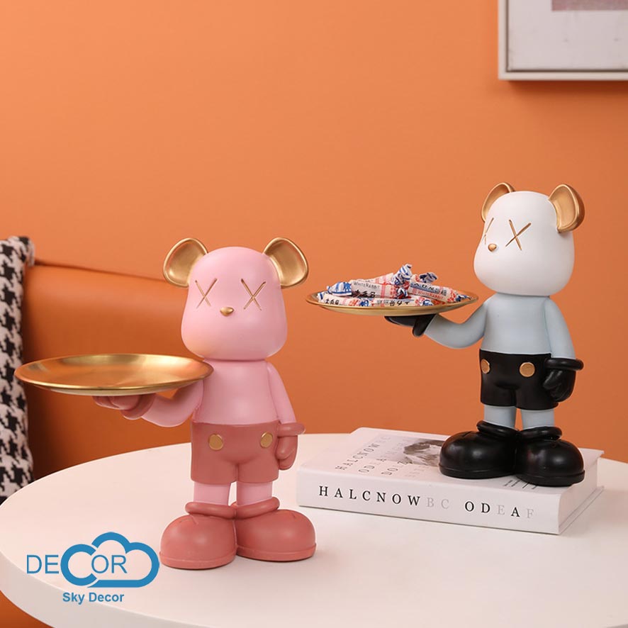Gấu bê khay Sky Decor Bearbrick - Mô hình, decor phòng khách, quà tặng