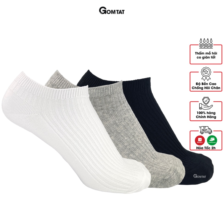 Tất vớ nam cổ ngắn GOMTAT mẫu gân chìm, chất liệu cotton cao cấp thoáng khí - FIVE-TAY10-NGAN
