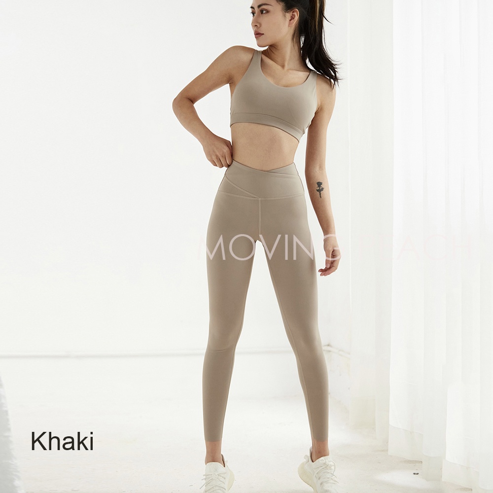 MOVING PEACH Sports sets Wireless bra and Yoga Leggings ABG+BLK