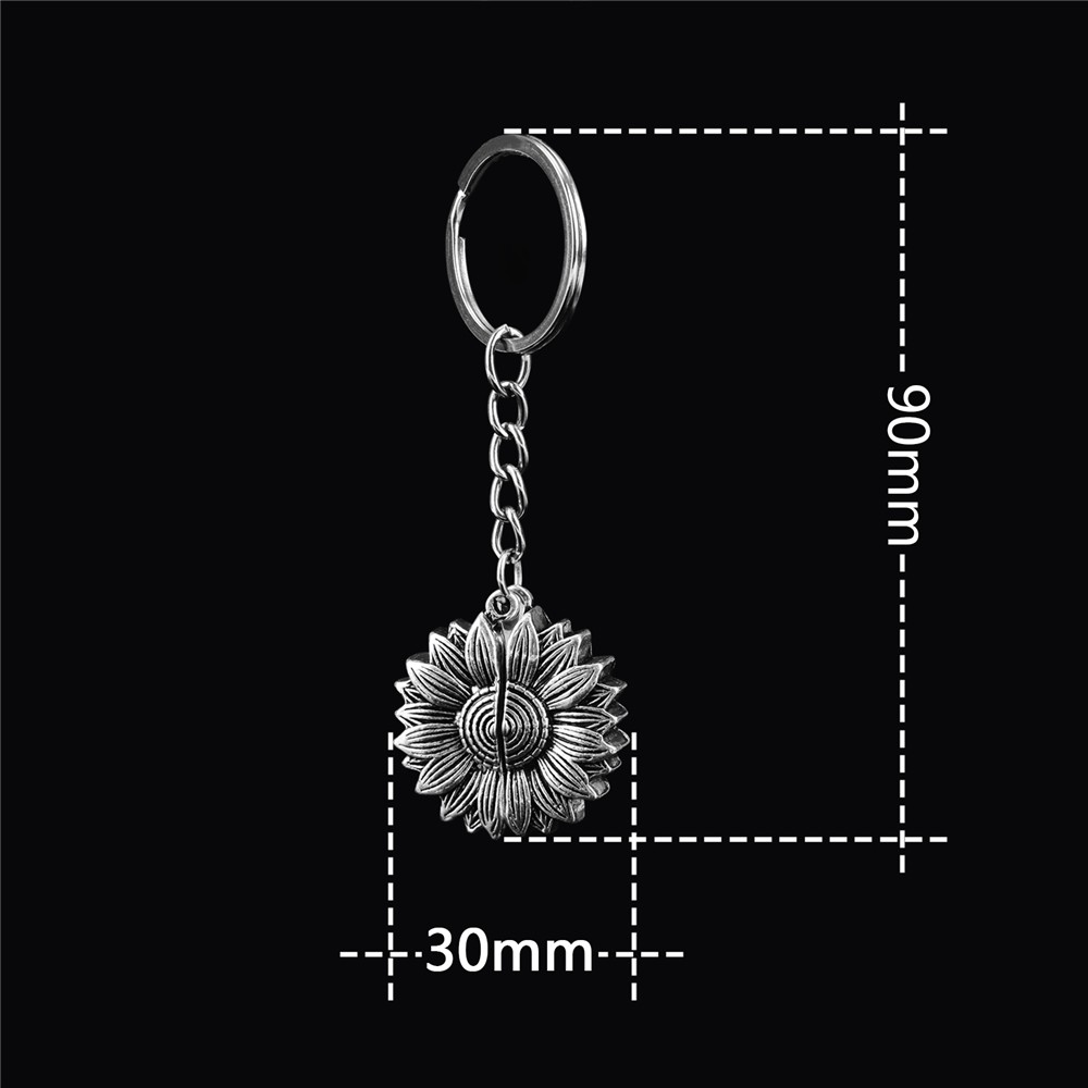 Móc khóa mặt hình hoa hướng dương cổ điển thời trang tùy chọn màu sắc cho nữ