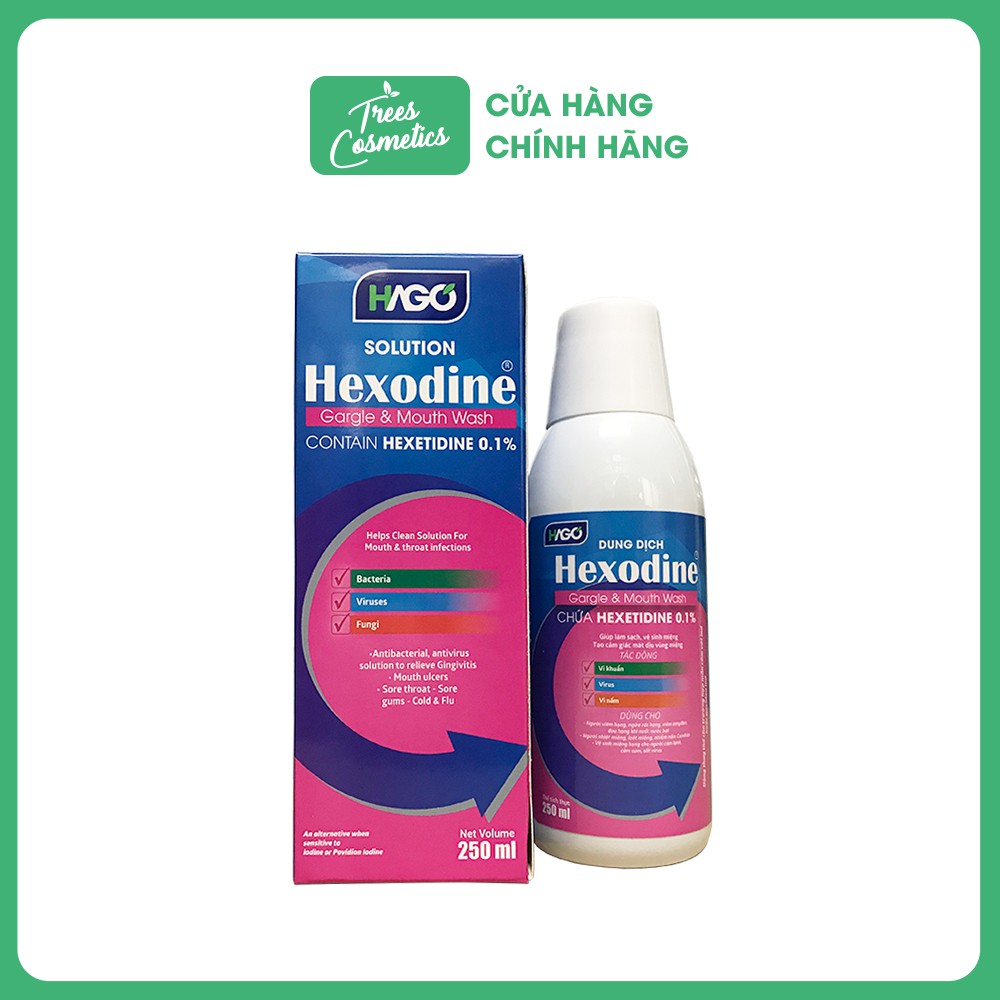 Nước Súc Miệng Súc Họng HEXODINE HAGO Làm Sạch Và Ngừa Sâu Răng 250ml - Chính hãng