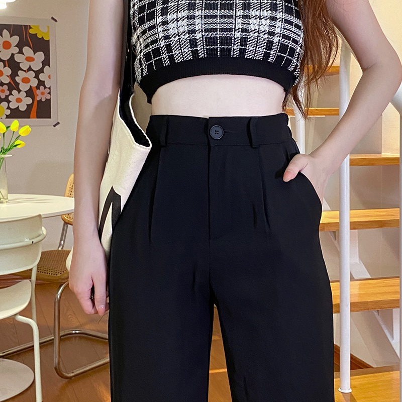 SUXI Quần Dài Ống Rộng Màu Sắc Đơn Giản Thời Trang Hàn Quốc Cho Nữ