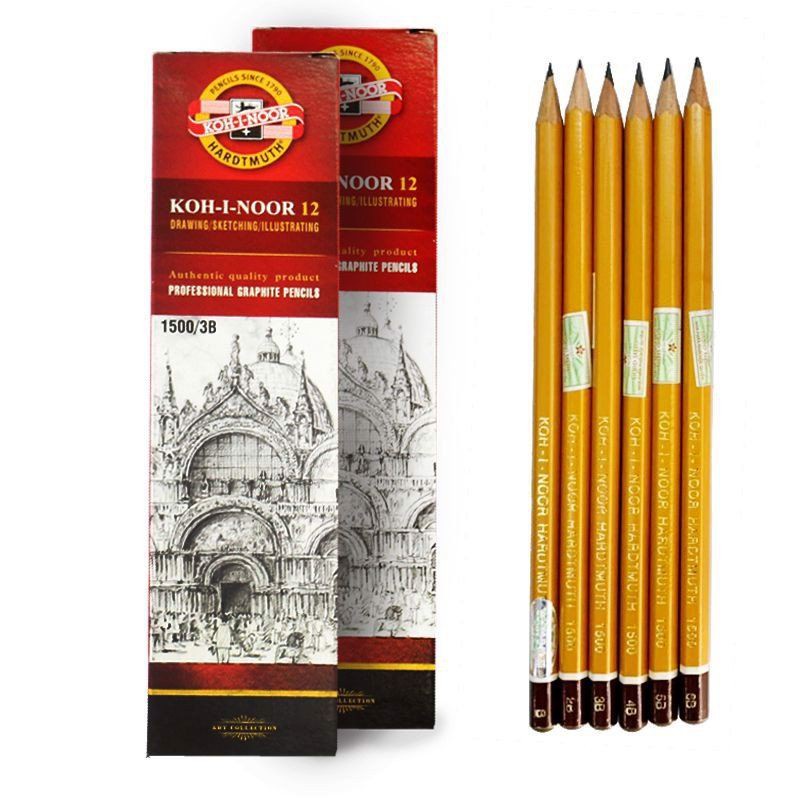 Hộp 12 bút chì Tiệp KOH-I-NOOR 1500 HB,2B,3B,4B,5B,6B (Hàng chính hãng)