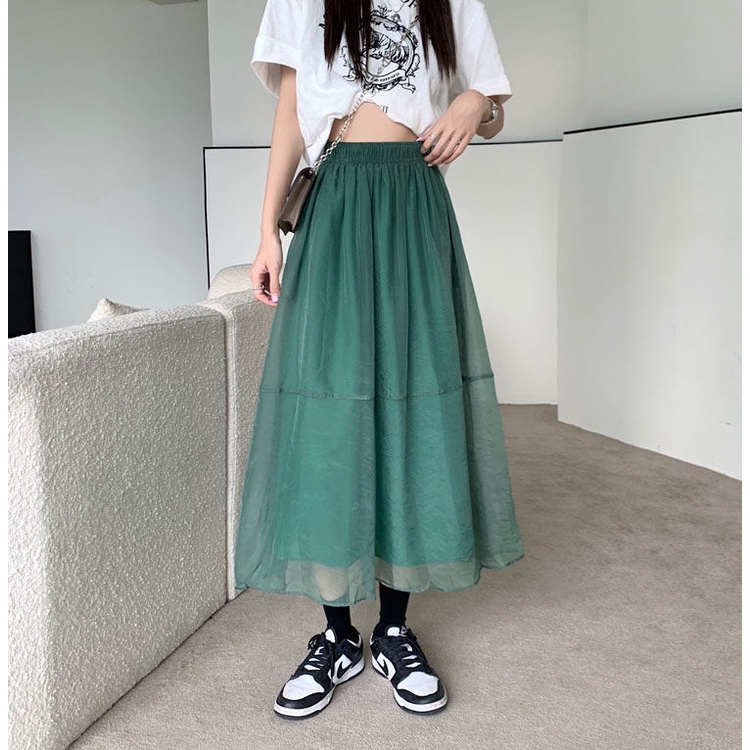 Chân Váy Dáng Chữ a Phong Cách Hàn Quốc 175286 Chân Váy Dài Qua Gối Lưng Cao Dáng Rộng Thời Trang Cho Nữ