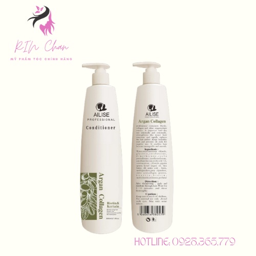 Cặp Dầu Gội Xả Ailise Argan Collagen 800ml x2. Phục Hồi Và Giúp Nhanh Mọc Tóc, Tái Tạo Nang Tóc.  RIN_chan
