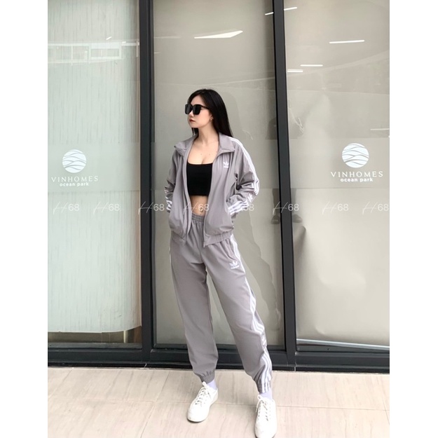 (Hàng Xuất Xịn) Sét gió ghi khói nữ DÂY DỆT BẢN TO In thêu sắc nét Chất gió mềm co giãn