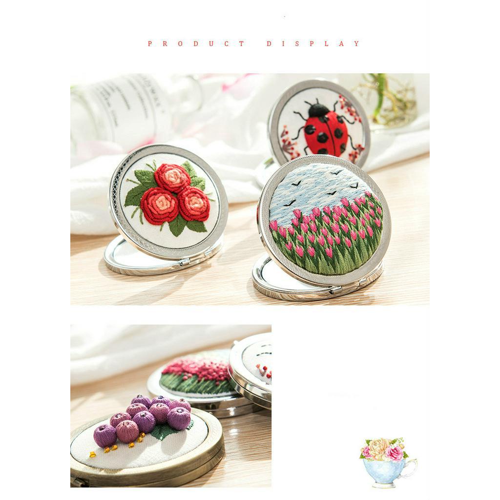 Gương trang điểm thêu tay 3D hai mặt diy sáng tạo Embroidery Kit Mirror