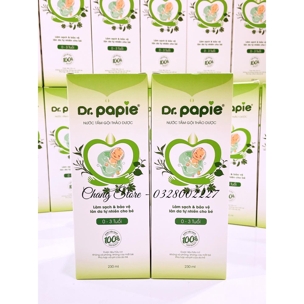 Nước Tắm Gội Thảo Dược Dr Papie 230ml ( 0-3 tuổi )