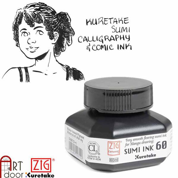 [ARTDOOR] Mực vẽ truyện tranh KURETAKE Zig Sumi Ink (Đen mượt, 60ml)