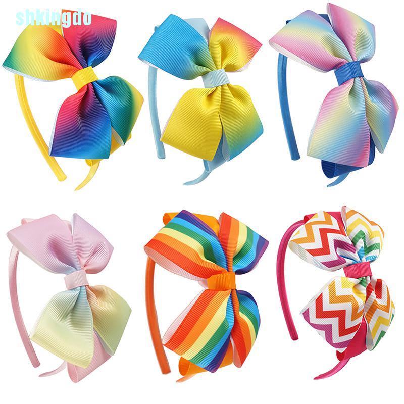 Băng Đô Cài Tóc Họa Tiết Cầu Vồng Dễ Thương Cho Bé Gái