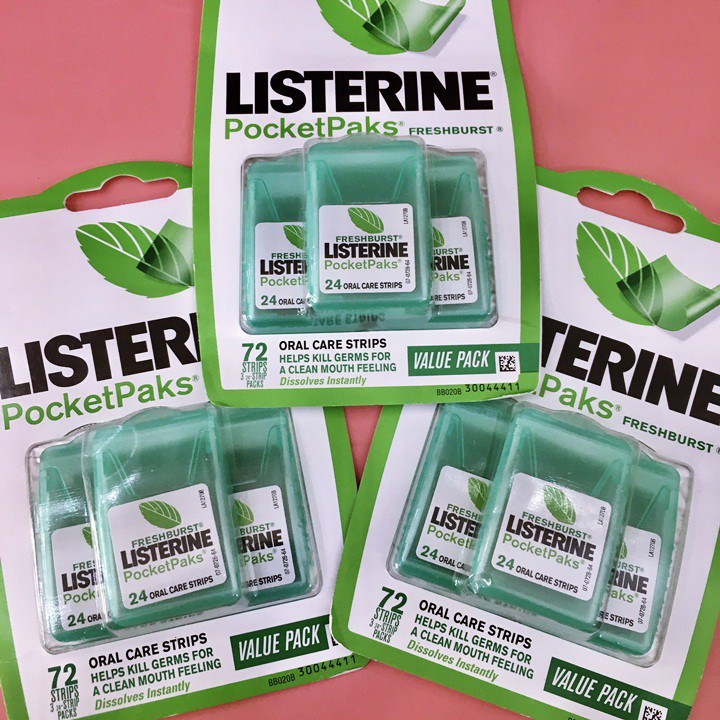 Miếng ngậm thơm miệng Listerine Pocketpaks (Vĩ 3 hộp x 24 miếng)