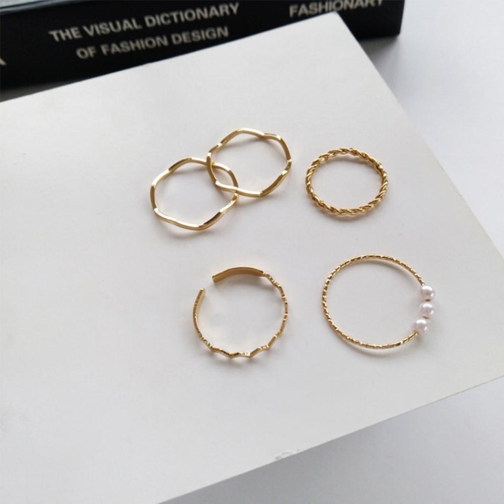 Set 5 Nhẫn Tròn Đơn Giản Cho Nữ