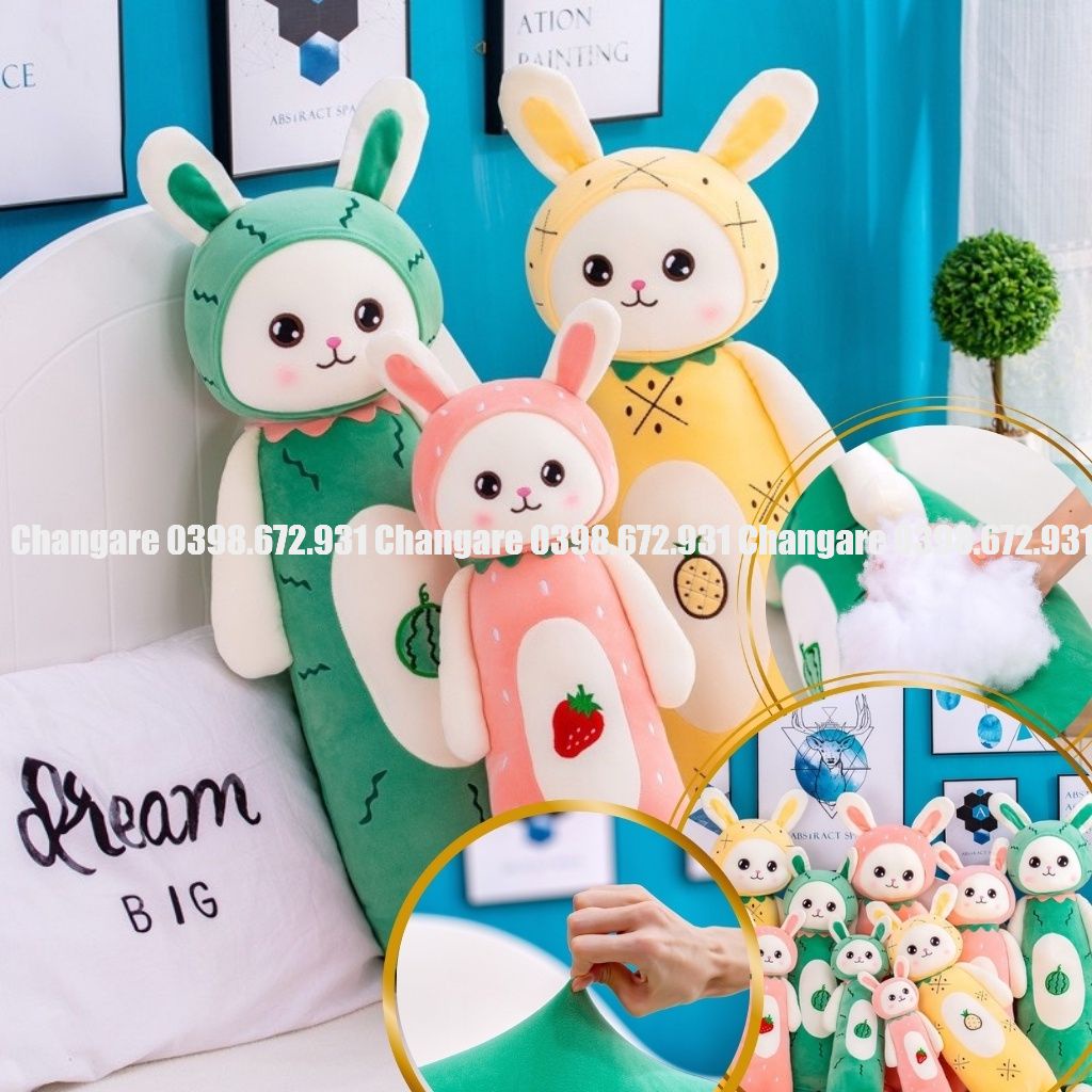 Gối ôm cho bé hình thú vừa đáng yêu lại còn siêu mềm thỏ dưa hấu-thỏ dứa