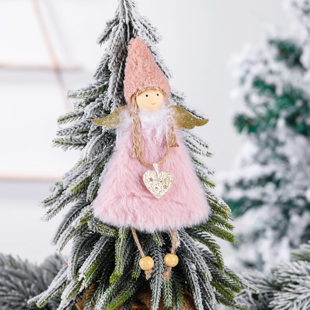 [ Christmas Plush Girl Cute Angel Doll Pendant Decoration for Home Living Room Bedroom New Year Xmas Gift ]