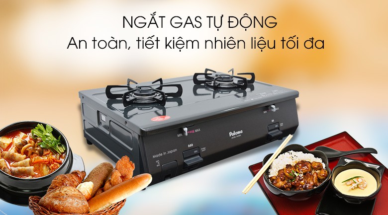 Bếp gas Paloma PA-209J Hàng Nhập Khẩu Chính hãng trưng bày +Tặng Dây gas,7 kW/h/2 lò đánh lửa IC nhanh, nhẹ, đầ