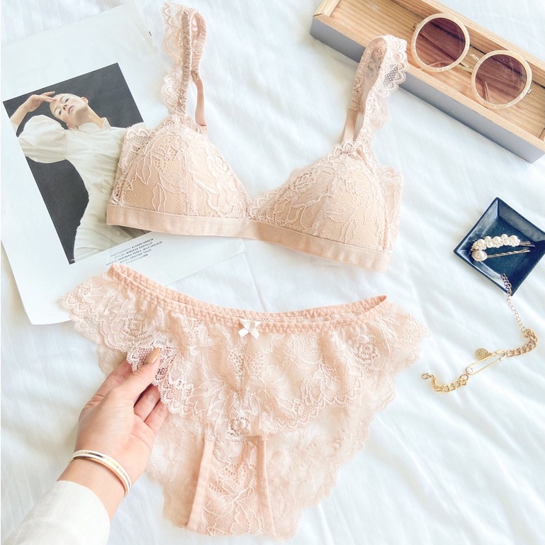 Áo ngực bralette dây quai ren không gọng đệm mỏng Ladali (hàng thiết kế cao cấp)