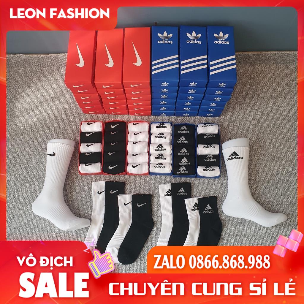 Tất NIKE, Vớ ADIDAS Hàng dày xuất khẩu loại 1 [Hộp 5 Đôi] Phong cách Thể thao Dệt kim QUÀ TẶNG - Kho sỉ tất