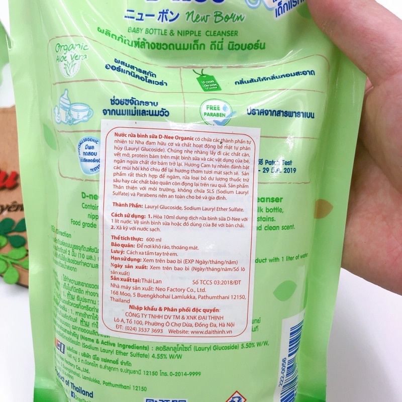 [CÓ TEM ĐẠI THỊNH] Nước Rửa Bình Sữa Dnee Cho Bé