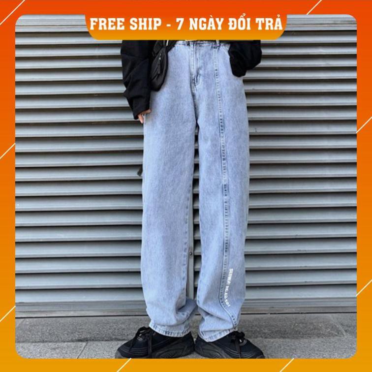 quần jean ống rộng baggy lưng cao nam nữ unisex | BigBuy360 - bigbuy360.vn