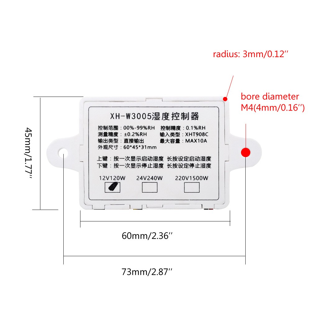Bộ điều khiển độ ẩm thông minh 12V-220V
